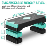 GYMMAGE Aerobic Exercise Stepper - Adjustable Workout Platform, 26.5" Step Deck with 4" 6" 8" Height Risers, Women's Home Gym Cardio Fitness