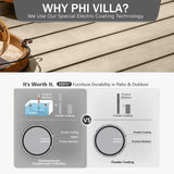 PHI VILLA 9 Pcs Outdoor Dining Set& 57.5" Wood-Like Table