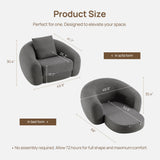 SICOTAS Curved Sofa Couch Bed for Living Room Convertible Futon Cloud Boneless Sleeper Chair Pull Out Floor Couch with Deep Seat Sofa Set Foam No Assembly Required for Bedroom Apartment, Dark Grey