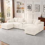 127'' Modular Boneless Couch,U Shaped Sectional Sofa for Living Room-Beige