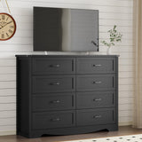 BORNOON 8-Drawer Dresser for Bedroom, Modern Wooden Chest of Drawers with Metal Handles, Anti-Tipping Design, Sturdy and Stable Storage Organizer for Living Room, Entryway, Home Office