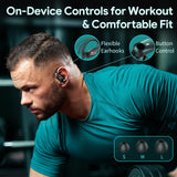Active Noise Cancelling Ear Buds Wireless Bluetooth Headphones 80H Playtime Display Charging Case 50dB ANC Over Ear Hooks Earbuds with Hi-Res Sound & Clear Calls for Sports Running Gym Workout Black