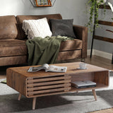 Easyego Coffee Table with Storage, Farmhouse Wood Tables for Living Room, Easy Assembly, Suitable for Various Home Styles (Walnut)