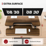 SANODESK 36" Standing Desk Converter, Smooth Mechanical Spring Effortless Lift Sit-Stand Riser for Dual Monitors, Heavy Duty Workstation with Keyboard Tray, Walnut