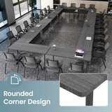 Jklmzpf Folding Conference Table with Wheels, Flip-Top Mobile Training Table Modular Conference Room Tables, Space Saving Seminar Meeting Tables for Office School Business Classroom(Ebony4PCS 47.2in)