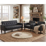 62" W Leather Loveseat and 2 Chairs, Living Room Sets w/Charging Station