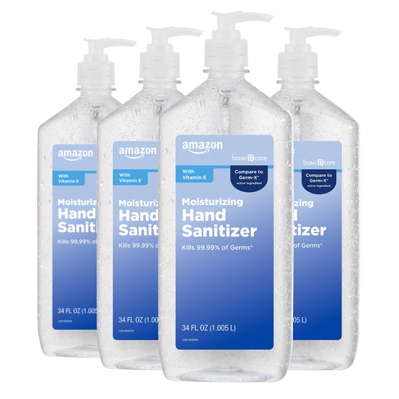 Amazon Basic Care - Original Hand Sanitizer 62%, 34 fl oz (Pack of 4) Amazon Basic Care