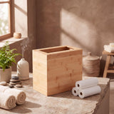Varnuix Bamboo Trash Can with Bin Liner Built-in Frame and Premium Lid - Wooden Bathroom Trash can, Bamboo Wastebasket for Bathroom, Bedroom, Living Room, Kitchen or Office