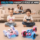 Hamdol STEM Remote Control Car for Kids, 360° Spinning Double-Sided Coloured Design RC Stunt Car with LED Lights, USB-C Rechargeable Educational Toy for Boys Ages 6–12, Ideal Birthday