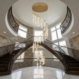 BESTWEST 23-Lights Wave Chandelier for High Ceilings, Dimmable Foyer Chandelier for High Ceiling, Large Pendant Light Fixture for Staircase Entryway Living Room, 3 Color Temperatures (Gold, 23-Light)