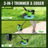 12" Cordless Weed Wacker String Trimmer, 20V Battery Powered Grass Trimmer & Edger 2-in-1, Electric Weed Wacker with 2×5.0Ah Batteries and 8 Pcs Spools, Lightweight Edger Lawn Tool for Yard & Garden