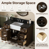 DELUXE LIVING 48 Inch Bathroom Vanity with Sink, Dark Brown