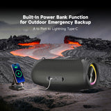 TAZATA Bluetooth Speaker Wireless, 120W Max Loud Outdoor Speaker with Deep Bass Subwoofer, IPX7 Waterproof Floating Pool Speaker, RGB Lights, 11H Playtime, Multi-Sync 100+ for Party Camping Beach