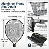 SEASPRO Rubber Fishing Net with Telescoping Handle Length: 59" Depth:19.7" Hoop: 23"x18" Silicone Extendable Aluminum Alloy Large Pier/Fly/Kayak/Fishpond/Crab/Saltwater Landing Fish Net Fishing Gear