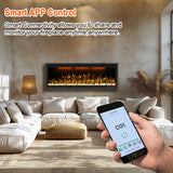 60" Smart Electric Fireplace Inserts,Slim Fireplace with APP Control & Remote Control& Touch Panel,13 Adjustable Flame Color&13 Fuel Bed Colors,750W/1500W,Black