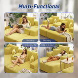 RENDGO 97 Inch Double Chaise Lounge Chair Indoor, Yellow