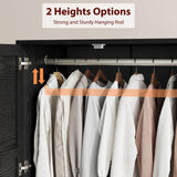 GarveeHome Armoire Wardrobe Closet with 2 Drawers,72 in Wooden Wardrobe Cabinet with Hanging Rod, Tall Clothing Armoire Cabinet with Doors and 18 Adjustable Shelves for Bedroom, Clothes, Black