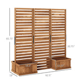 Outsunny Freestanding Outdoor Privacy Screen, 4 Self-Draining Planters/Raised Garden Beds