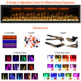 60" Smart Electric Fireplace Inserts,Slim Fireplace with APP Control & Remote Control& Touch Panel,13 Adjustable Flame Color&13 Fuel Bed Colors,750W/1500W,Black
