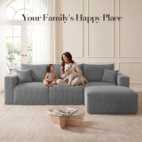 115" Modular Cloud Boneless Couch, L-Shaped Sectional Sofa with Ottoman