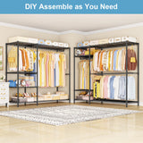 Ulif F7 Plus Garment Rack, Heavy Duty Clothes Rack, Clothing Racks for Hanging Clothes, 6-Tiers Freestanding Portable Closet Storage Rack 68'' W × 14.6'' D × 76.6'' H, Max Load 850 Lbs, Black