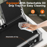 Culistra Commercial Dual Head Panini Grill, 3400W Electric Sandwich Panini Maker, 50-300℃(120-570℉), Stainless Steel Sandwich Press Grill, for Catering, Restaurant, Perfect for Iftar, CE Certified