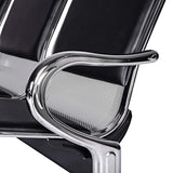 Waiting Room Chairs Guest Reception - 3-Seat Waiting Room Bench with Arms Airport Reception Bench Guest Reception Chairs PU Leather Office Chair for Airport Market Bank Hospital School, Black