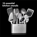 Steel Piece Utensil Set, 15 PC, Stainless Steel OXO