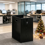 FANTERSI Small Black Trash Can 4.5 Gallon, Metal Mesh and Wood Combination Small Garbage Can, Office Waste Basket with Handle, Rectangular Trashcan for Home Office, Bedroom, Living Room