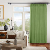Macochico 150”Wx96”L Pinch Pleated Sliding Door Curtains with Hooks and Tieback, Natural Linen Drapes for Patio Doors Living Room Bedroom Home Office Divider with Tieback, Green, 1 Panel