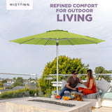 Midtown Umbrellas Push & Pop 10 Ft Patio Umbrellas with Push & Pop Mechanism, 8 Fiberglass Ribs & Sunbrella Fabric – Outdoor Umbrella for Deck, Pool, Cafés and Hotels – Macaw Canopy, Silver Pole