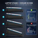DeskLogics Laptop Cooling Pad, Quiet Turbo Fan Laptop Cooler for 12-19 Inch Gaming Laptop and MacBook, Height Adjustable Laptop Cooling Stand with RGB Light, Sealed Airflow Cooler Pad, USB Powered