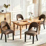 BONBEUR Upholstered Dining Chairs Set of 4, Mid Century Modern Kitchen Chairs with Solid Wood Legs & Linen Fabric Backrest for Dining Room, Brown