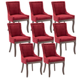 MOOLSUN Fabric Dining Chairs Set of 8, High Back Side Chairs, Modern Padded High-End Tufted Upholstered Chairs with Button-Tufted Back & Rear Pull Tabs, Solid Wood Legs Burgundy(Wood Legs)