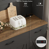 HOSTACK 71" Tall Kitchen Pantry Storage Cabinet, 55" W Kitchen Hutch, Black