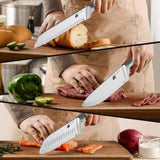 14-Piece Knife Set with Natural Wood Block, Stainless Steel Kitchen Knife Block Set with Ergonomic Handles, Includes Steak Knives, Dishwasher Safe