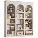 MapleGrace 71" Triple Arched Bookcase, Tall Bookshelf with Shelves, White