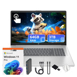 Touchscreen Laptop, AMD Ryzen 5 7430U, 64GB DDR4 RAM, 3TB Storage (2TB SSD & 1TB Docking Station Set