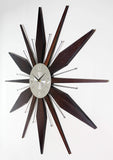 Infinity Instruments Utopia Mid-Century 30 inch Wood and Metal Wall Clock, Walnut Dark Wood