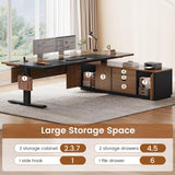 SEDETA 71" Executive L Shaped Electric Standing Desk, Brown