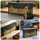 WALMANN Heavy-Duty 8 ft Firewood Rack with Waterproof Cover & Firewood Carry Bag, Outdoor Indoor Wood Log Holder for Fireplace, Patio & Porch, Sturdy Steel Fire Wood Storage Stand