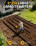 21V Cordless Tiller Cultivator, Battery Powered Tiller for Gardening with 2 x 3.0Ah Batteries & Charger, 9" Width, 6.7" Depth, Lightweight Rototiller for Raised Beds and Soil Preparation