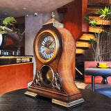 HEINBOW Table Clock 15''H Mantel Clock with Pendulum Roman Numeral Antique Desk Clock for Bedroom Living Room Indoor for Home Decor