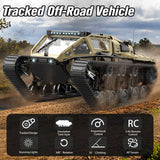 Mostop RC Tank Car, 1:16 Scale 2.4Ghz Remote Control Crawler High Speed Tank, Off-Road RC Tracked Vehicles 360°Rotating Drifting Car with 2 Batteries, Military Truck for Kids Adults