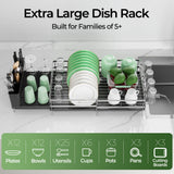 Pantasia Large Dish Drying Rack, Expandable Dish Rack, Stainless Steel Anti-Rust Dish Racks for Kitchen Counter, Multifunctional Dish Drainer with Utensil Holder & Cup Holder, 13.4"-28.7" L x 11.8" W