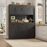 HOSTACK 71" Tall Kitchen Pantry Storage Cabinet, 55" W Kitchen Hutch, Black