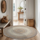 Super Area Rugs Braided Rug Round 10ft Farmhouse Kitchen Rug - Ridgewood Braided Carpet for Living Room - Reversible - Indoor/Outdoor - Made in USA - Taupetone/Beige, 10' Round