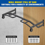 Kipika 48" Ceiling Mounted Pull Up Bar, Heavy Duty Multi-Grip Chin Up Bar, Mounted Pullup Bar, Adjustable Height, Pull Up Bands for Chin Ups & Body Stretching, Ideal for Home Gym and Strength Training (48" Pull Up Bar with 2 Pulleys)
