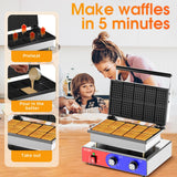 HTTSICHI Square Waffle Maker - Commercial Waffle Iron w/Non-stick Baking Pans, 550 ℉ Temperature and Timers, 1550W Hotel Waffle Machine