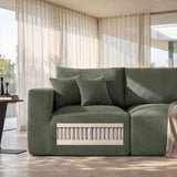 115" Modular Sectional Sofa, U Shaped Cloud Boneless Couch Green
